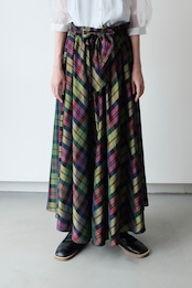 Check satin maxi skirt