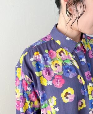 オーガニックコットン半袖ブラウス　パンジー