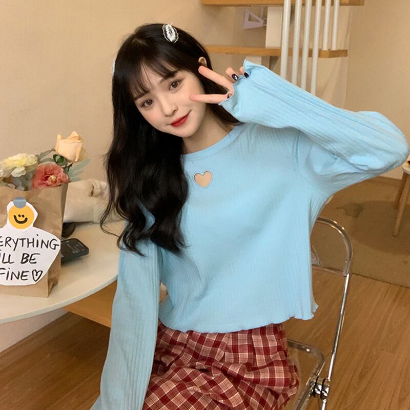 ラウンドネックストライプショートTシャツ レディーススプリングブラウス ロング 春物 Oネック スーパーモール79038056313