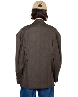 ssstein "DEFORMED SHOULDER DOUBLE BREASTED JACKET〔GREY BROWN〕"