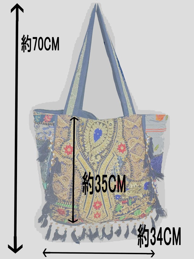 オールドサリー刺繍BAGⅡ /ネイビー