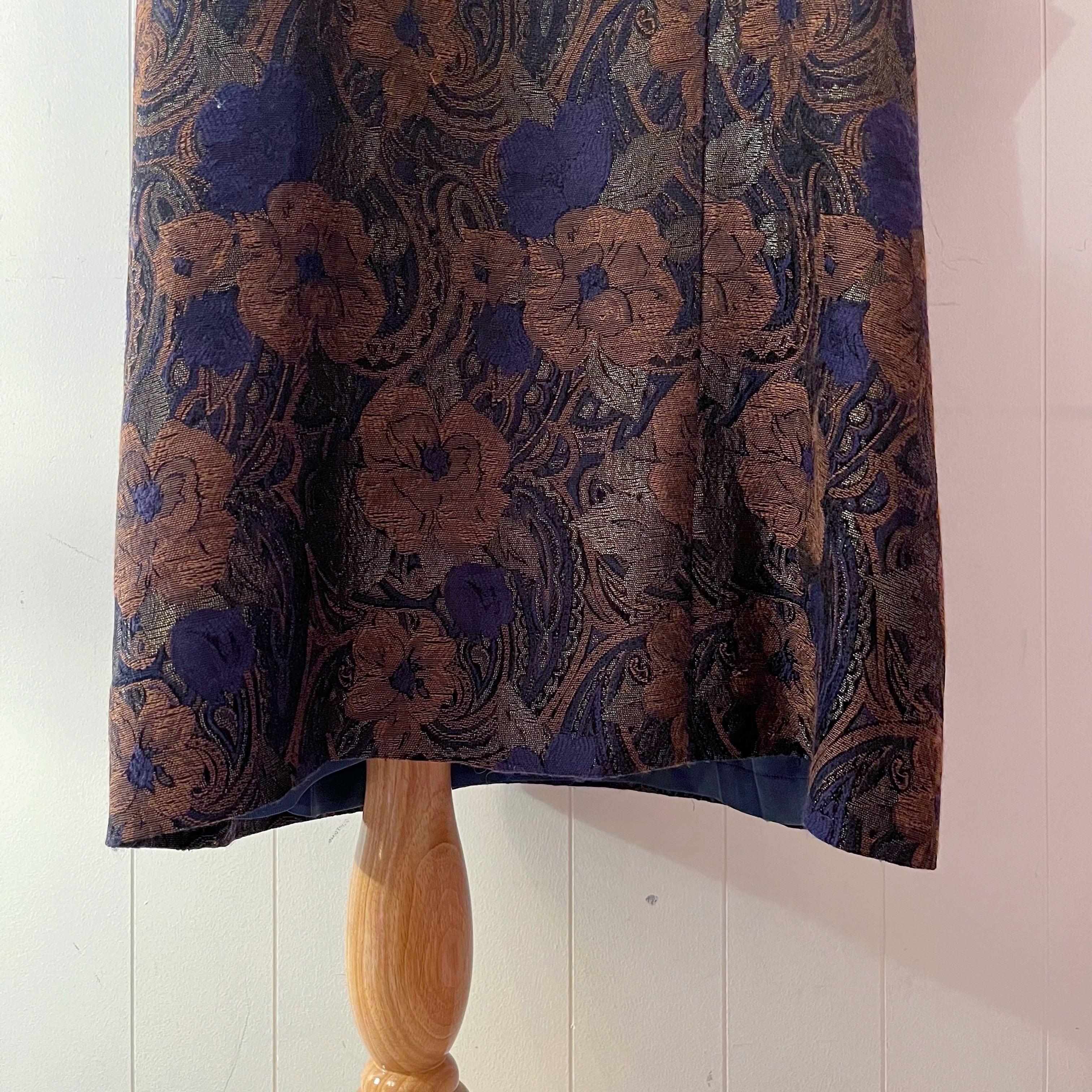 purple gold flower puff sleeve one-piece