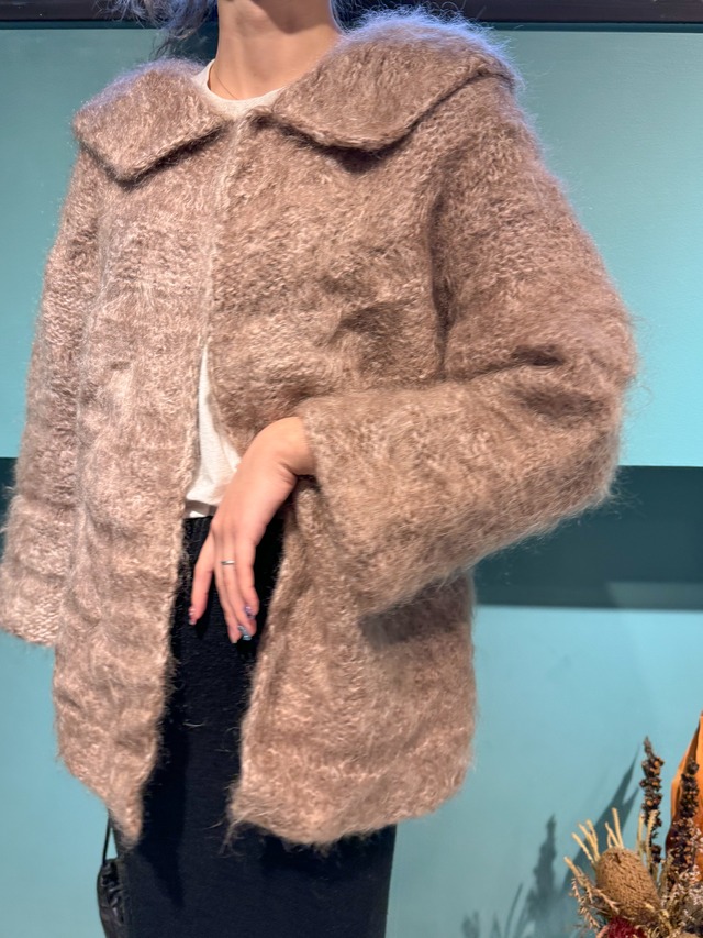 Used Mohair Knit Big Collar Cardlgan