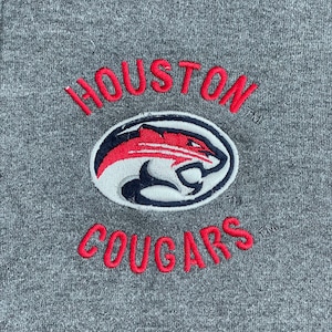 【STADIUM】カレッジ ヒューストン大学 Houston Cougars football NCAA フットボール 刺繍ロゴ ワンポイントロゴ バックロゴ ハーフジップ スウェット プルオーバー L US古着