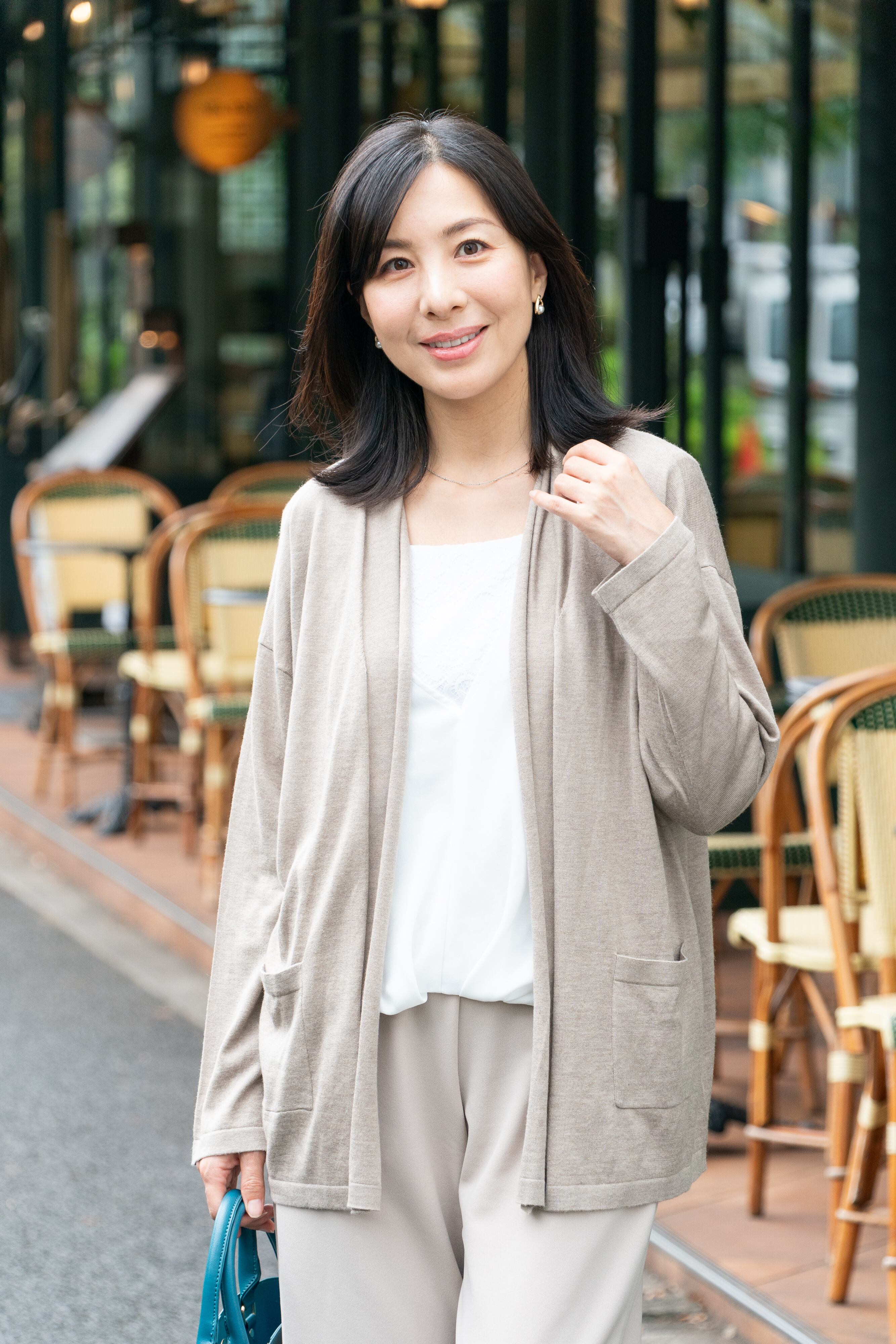 シルクカシミヤの着流しカーディガン Haori - ハオリ/グレージュ シルク85%/カシミヤ15%