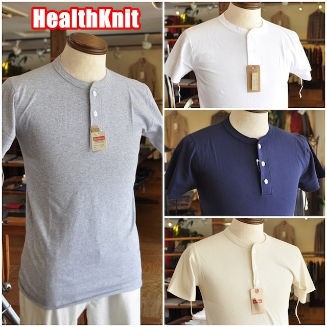 ヘルスニット Healthknit　９０６S　ヘンリーネックTシャツ　半袖Tシャツ　３つボタン