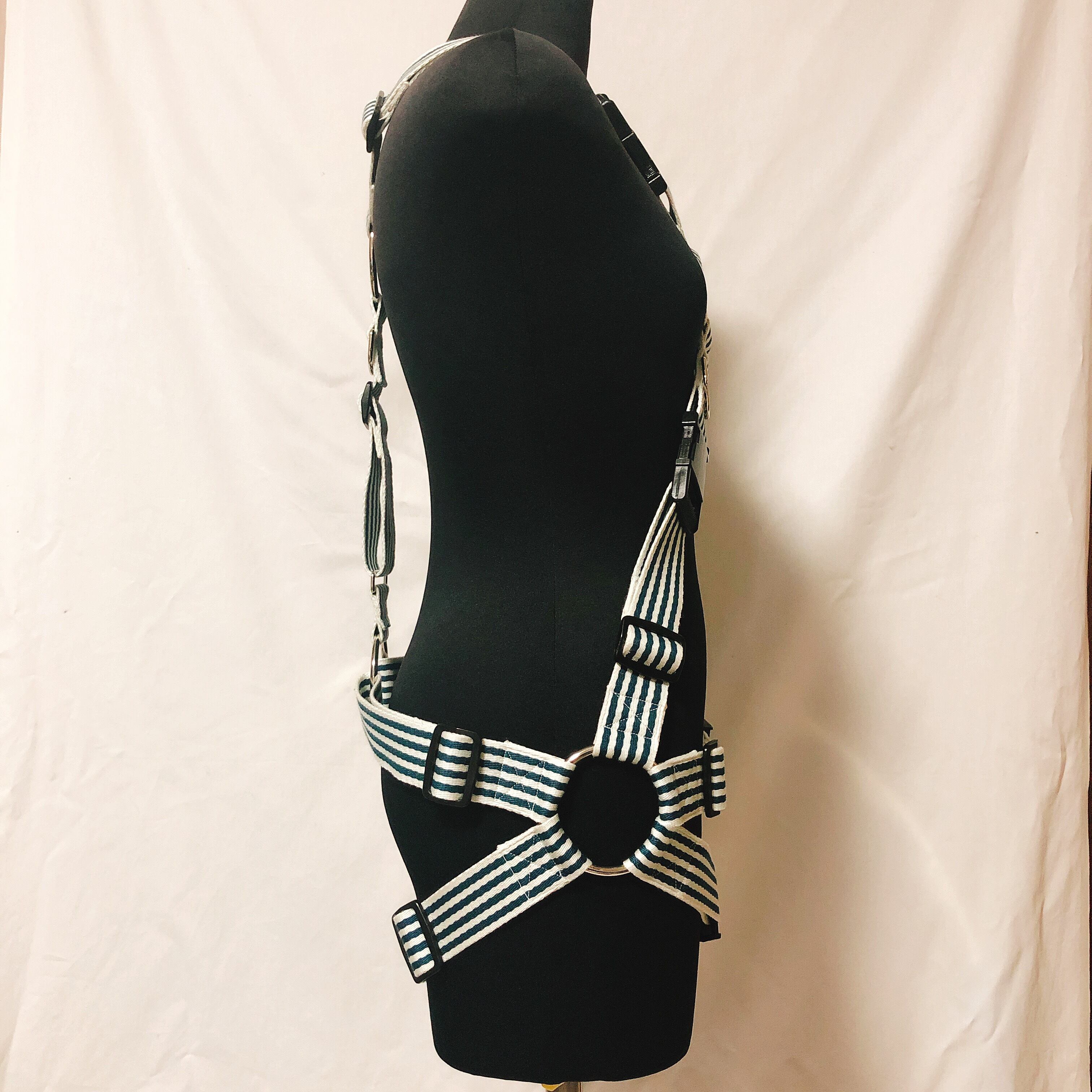 フルハーネス X型 白緑ストライプ