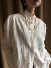 classic white stand collar shirt-5194-3
