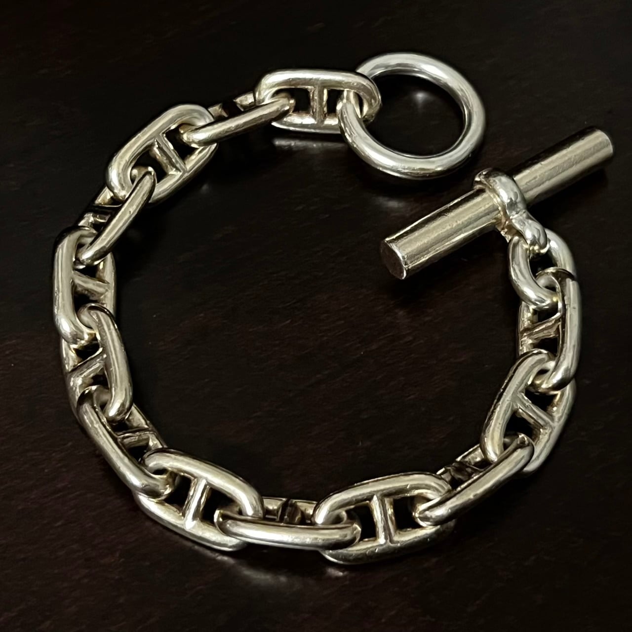VINTAGE HERMES Chaine d'Ancre Bracelet GM 13 Links Silver 800