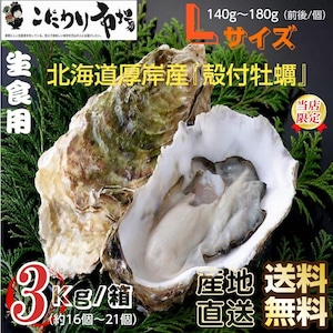 牡蠣 北海道厚岸産 殻付き生牡蠣 3kg /箱 Lサイズ 産地直送 送料無料