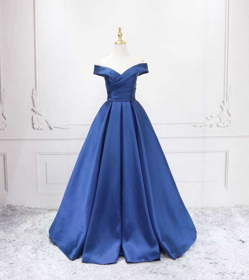 【美品】コンテストドレス 青 ブルー 上品！ パーティードレス 青/ブルー オフショルダー 大好評中！ 細見え