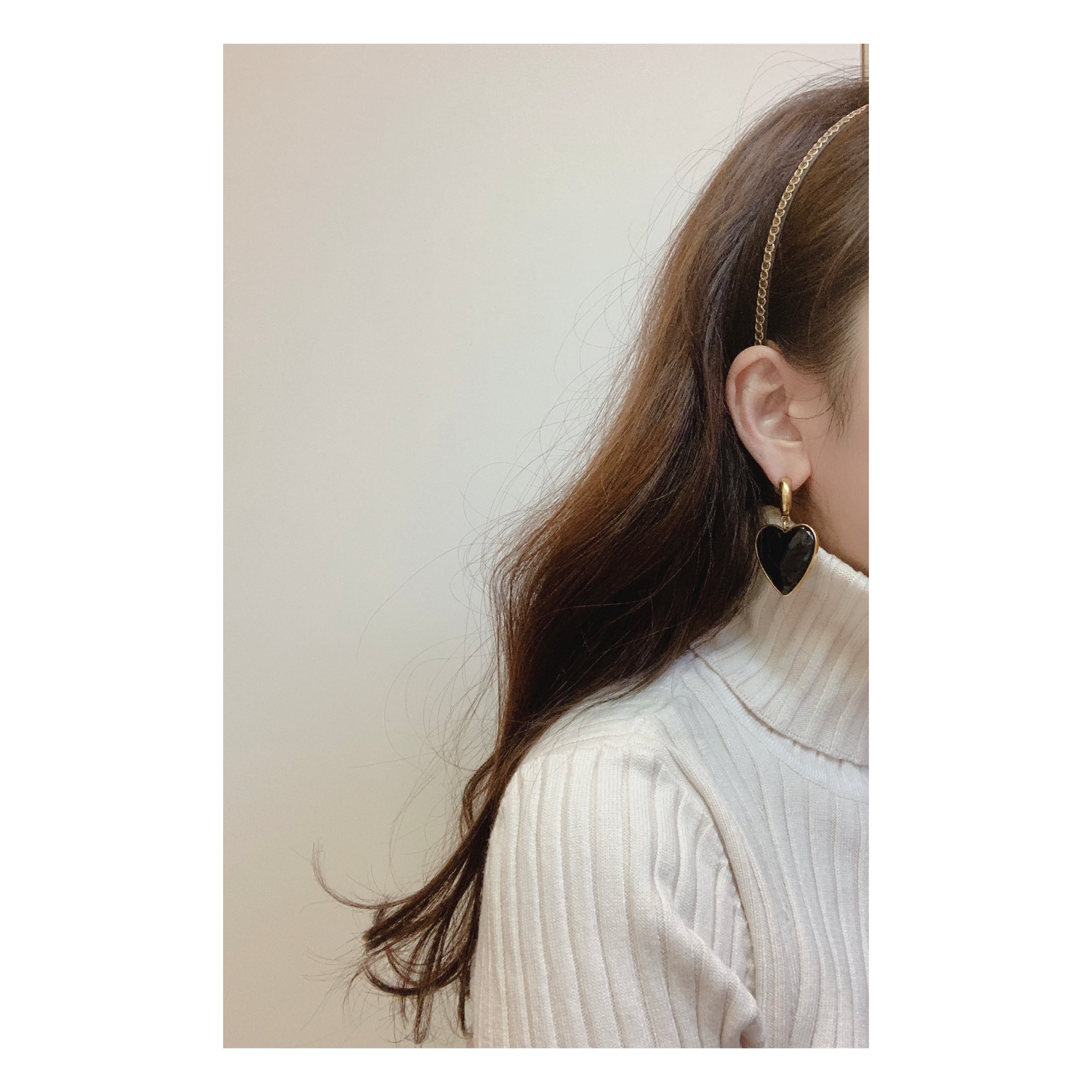 ヴィンテージ風ブラックハートピアス | EA.STYLE