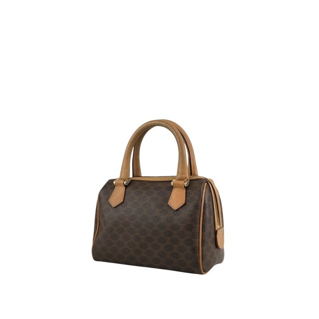 CELINE セリーヌ マカダム ハンドバッグ ブラウン PVC レザー ミニバッグ ミニボストン vintage ヴィンテージ オールド i42xbv