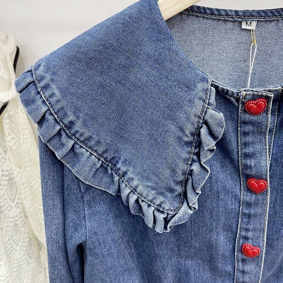 ハートボタンデニムシャツ Sugardrug シュガードラッグ 量産型系セレクトショップ通販