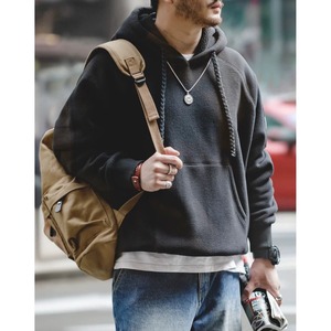 Patch design fleece hoodie 0044