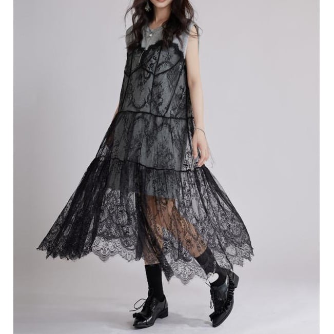 Noir Vintage Lace One-piece*S-293