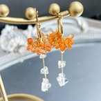 4wayで愉しむ　金木犀のフープピアス　フープイヤリング　キンモクセイ　きんもくせい　2way 3way