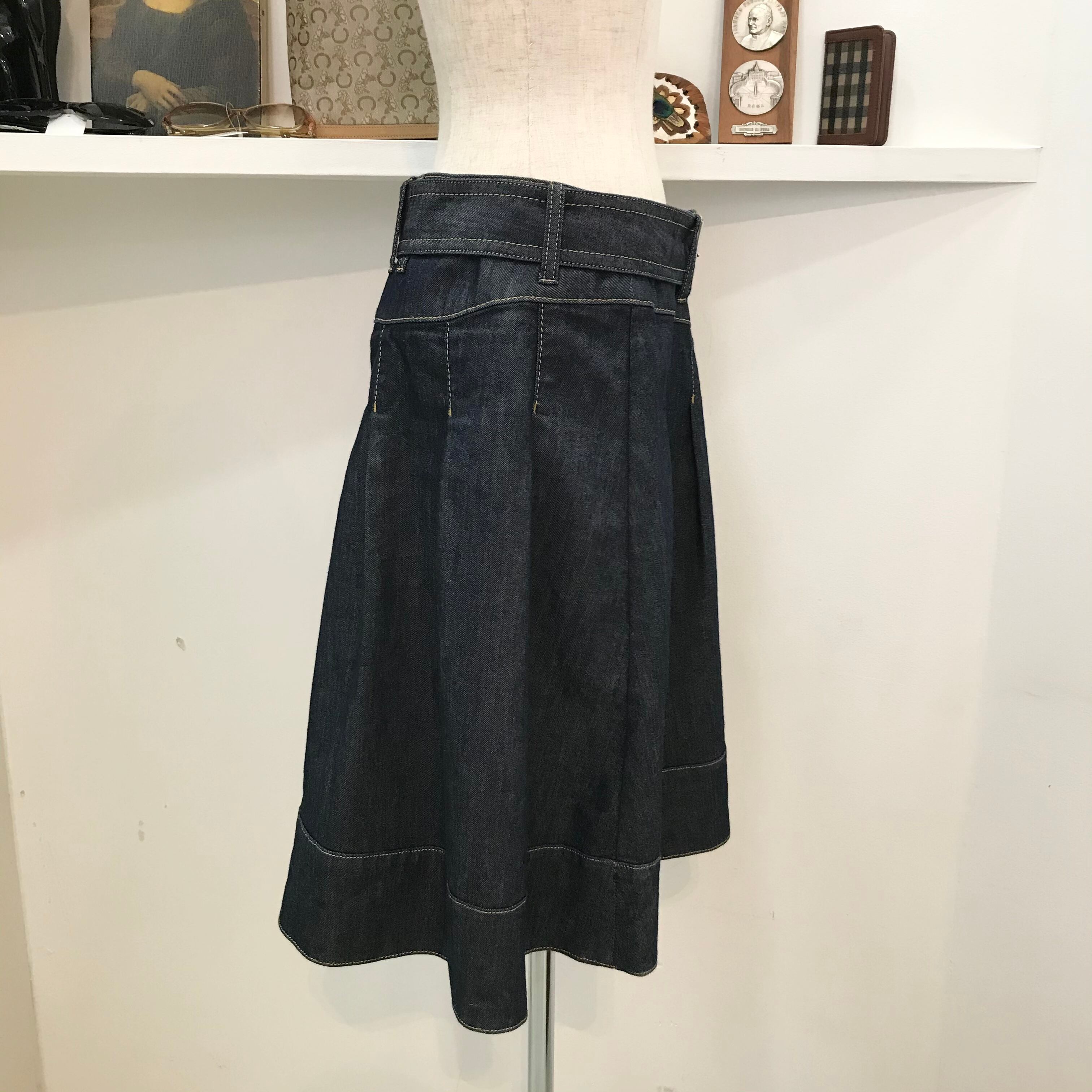 Burberry/denim skirt/blue/バーバリー/デニムスカート/ベルト付き