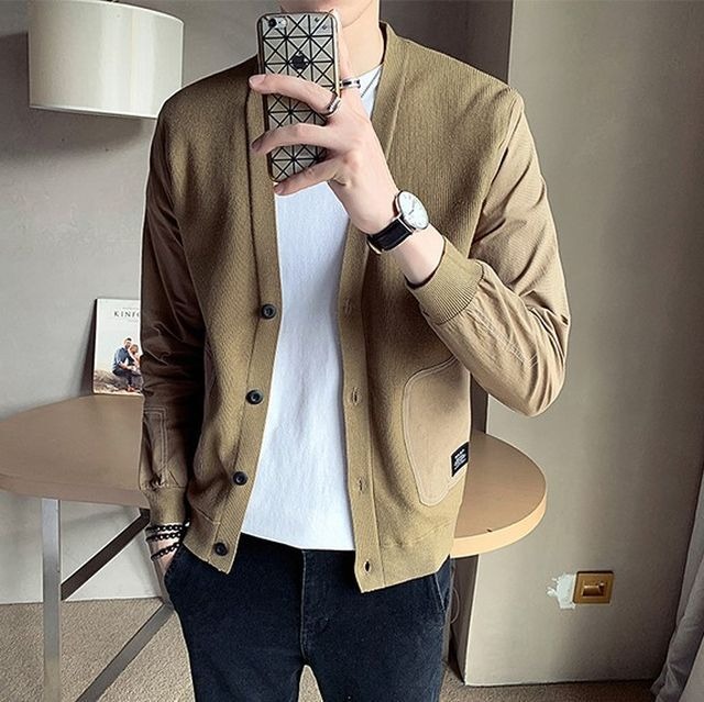 予約販売】カーディガン ニット 異素材MIX メンズ アウター ベージュ  