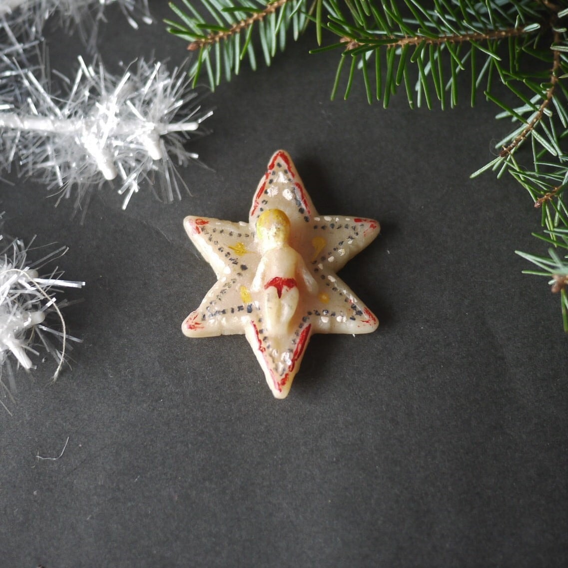 ベビーイエスと星 クリスマス ワックス飾り ドイツヴィンテージ