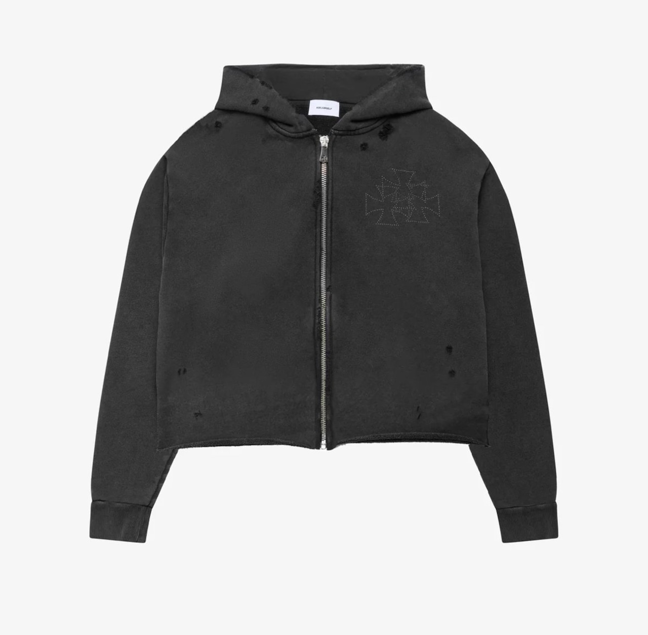 ASKYURSELF / raw cross studs zip hoodie