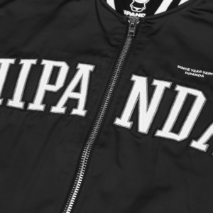 SALE 送料無料【HIPANDA ハイパンダ】メンズ ロゴ刺繍 スタジャン MEN’S LOGO EMBROIDERY BASEBALL JACKET / SILVER GREEN・BLACK