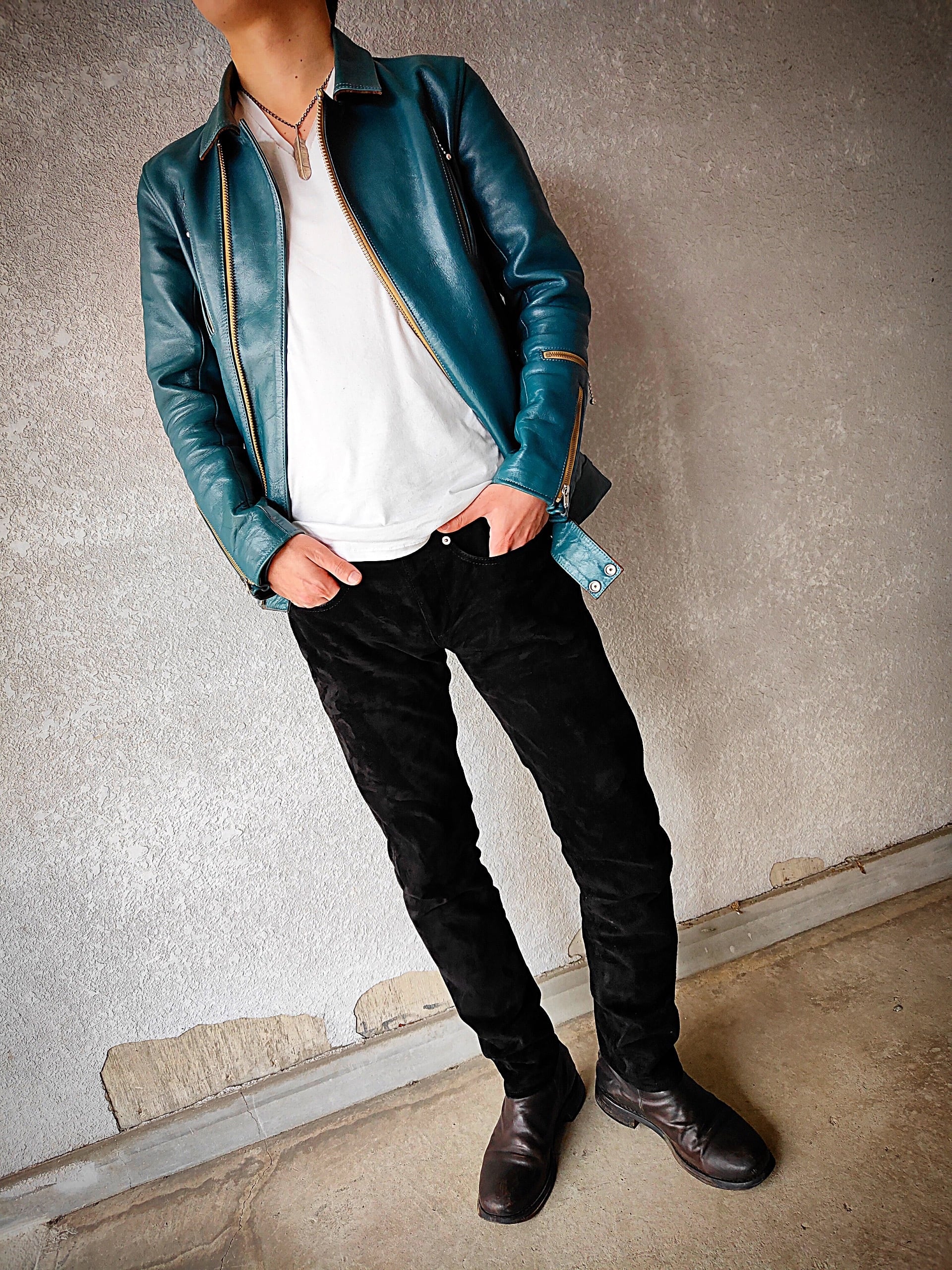 即納【iame leather pants】horse leather scar black サイズ3(2~3日