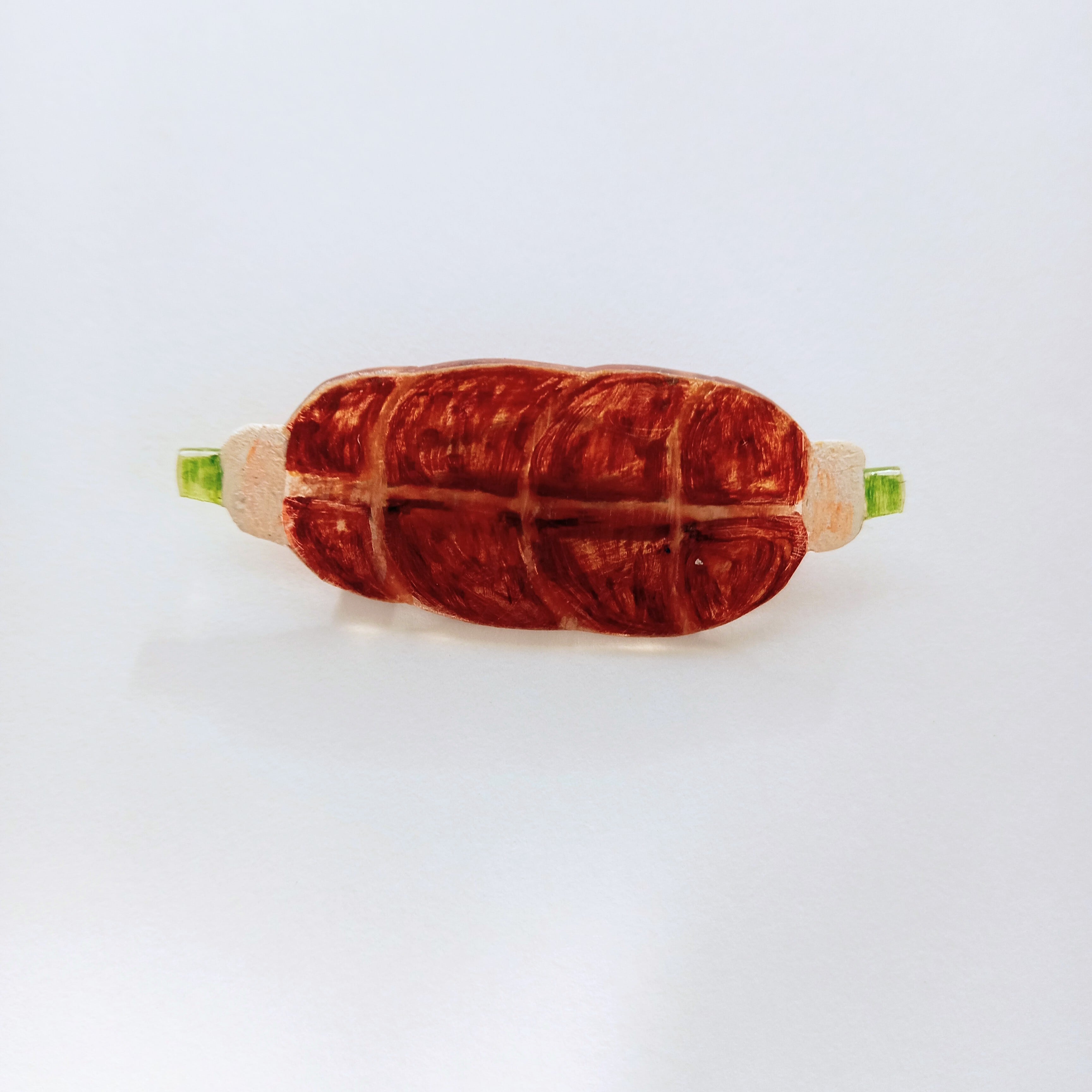 ヘンテコ ブローチ ちくわパン パン 菓子パン 手描き 一点もの