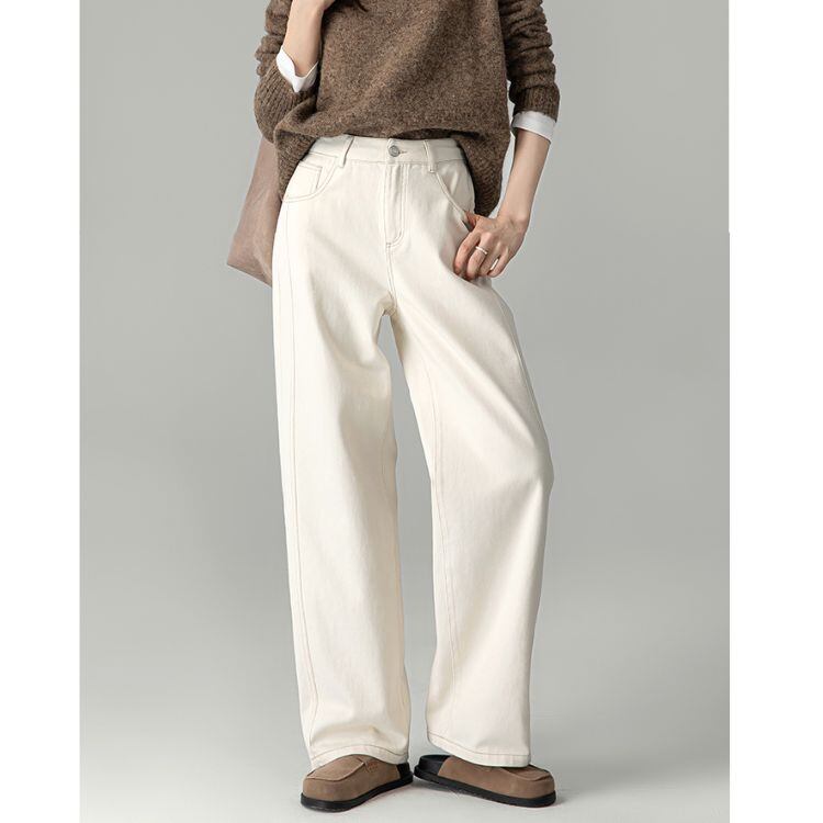 ハイライズ ワイドレッグ デニムパンツ 4col N00145