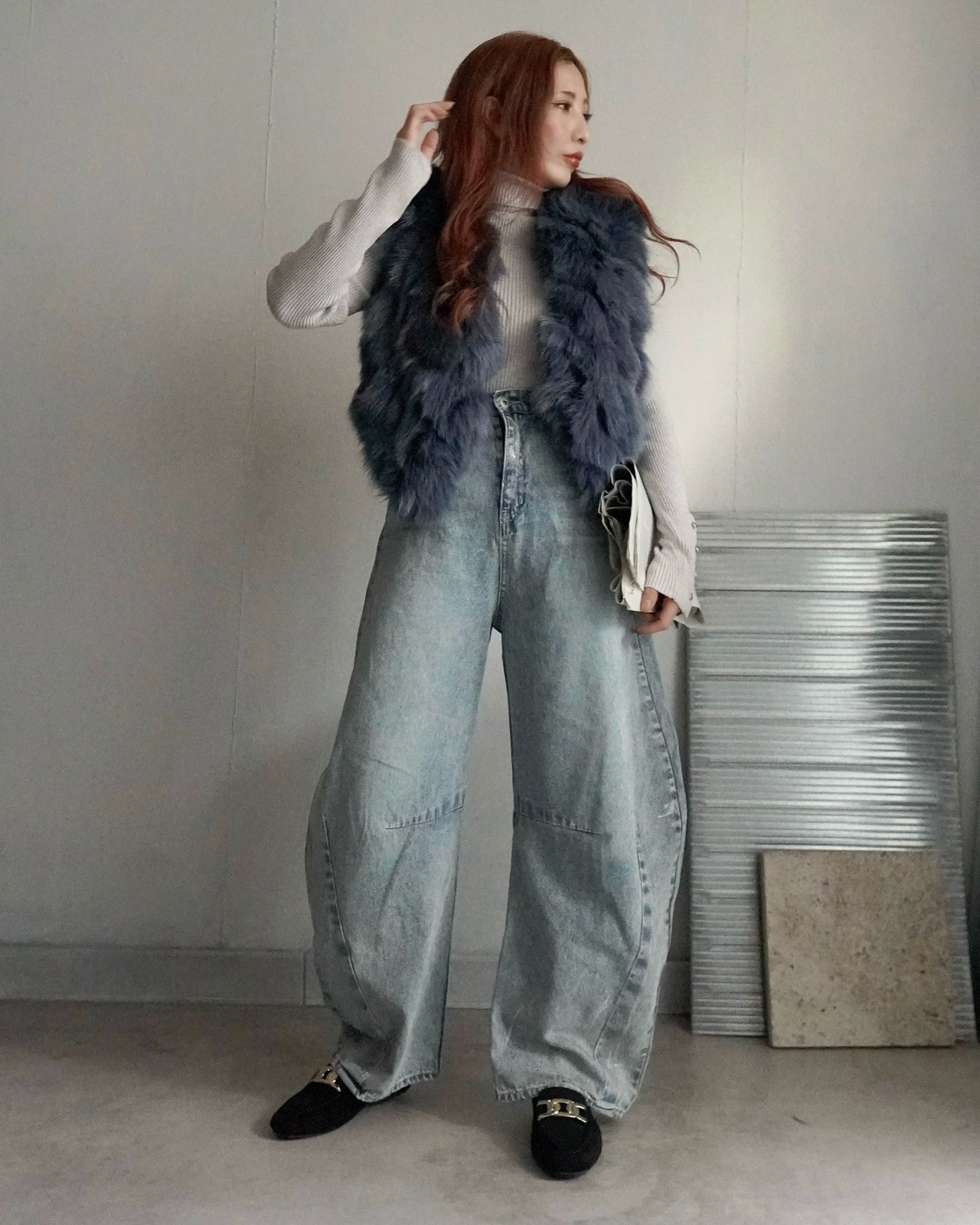 Rabbit lagoonrammix fake fur VT/Navy