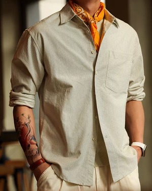 Casual Pinstripe Oxford Shirt  K0423