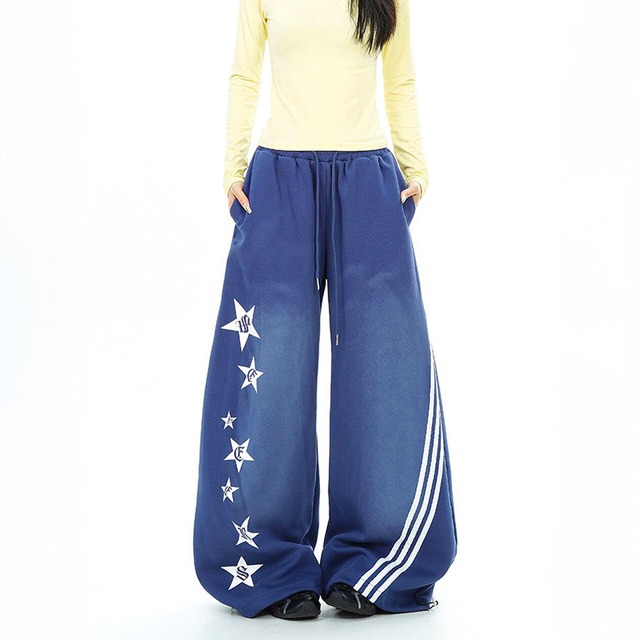 スターモチーフラインワイドスウェットパンツ 2col   R02629