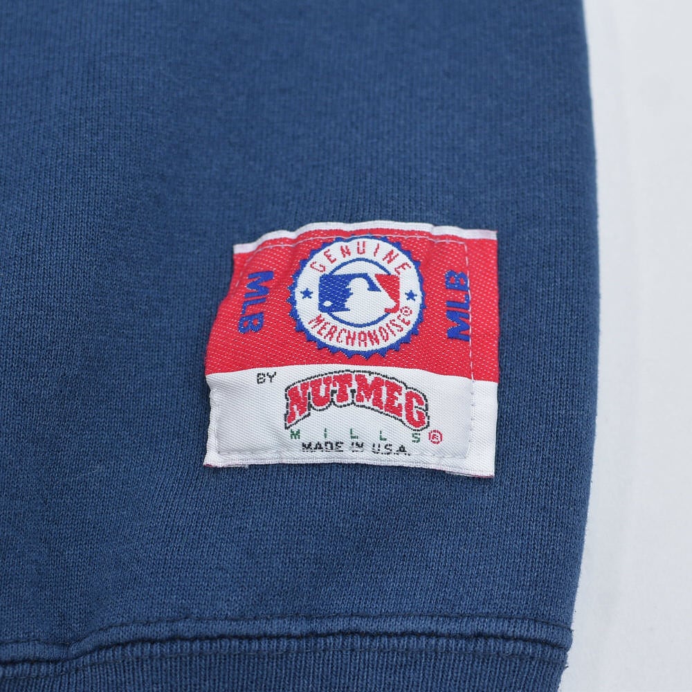 y2k刺繍ワッペンアメリカスウェットフェアリーグランジパンクロック古着屋 90s USA製 NUTMEG ナツメグ MLB ニューヨークヤンキース サテン