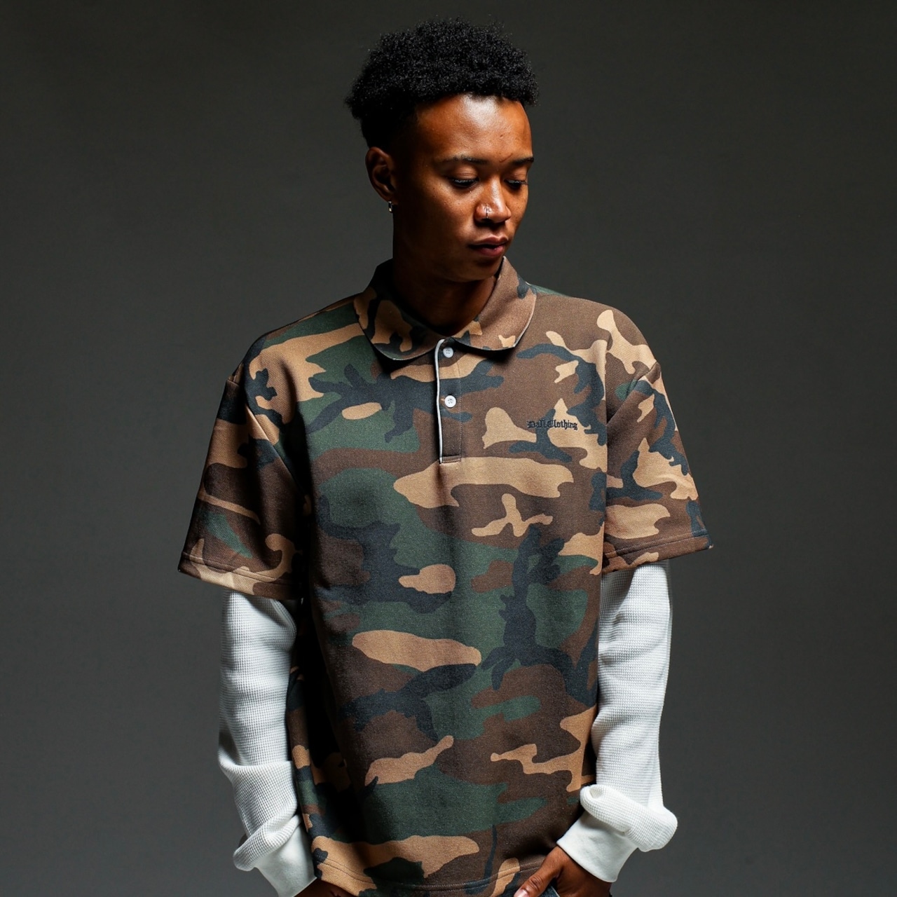 OLD ENGLISH LOGO GHOST LAYERED POLO SHIRT