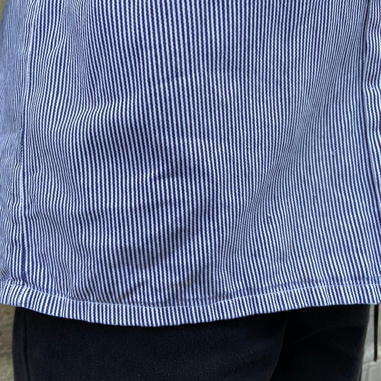 70'sユーロワークシャツオープンカラー　ヒッコリー　ストライプ
