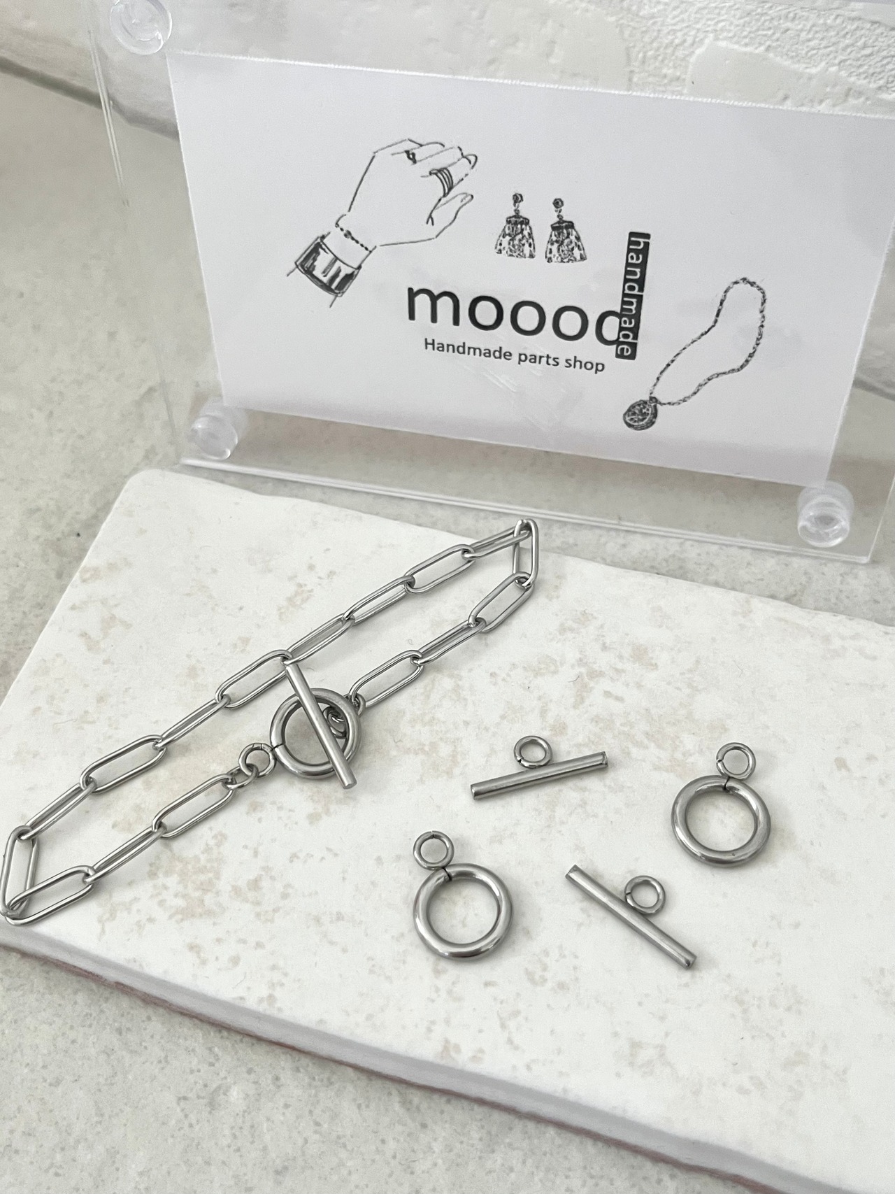 【6set】ステンレス製トグルクラスプ金具/溜め具/マンテル/金属アレルギー対応