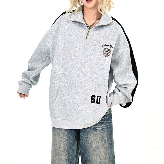 カレッジロゴハーフジップスウェット 2col R01015