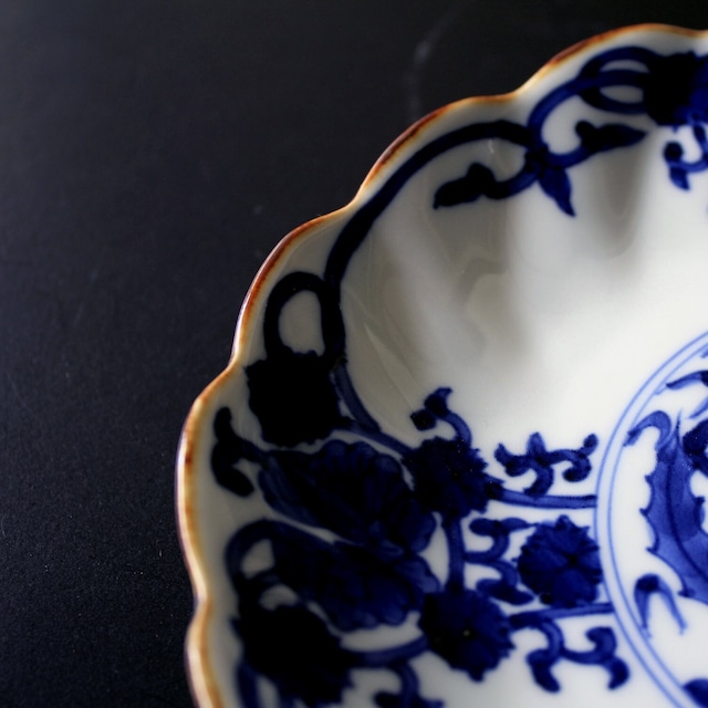 福泉窯　染付見込鳳凰　捻り7.5和皿