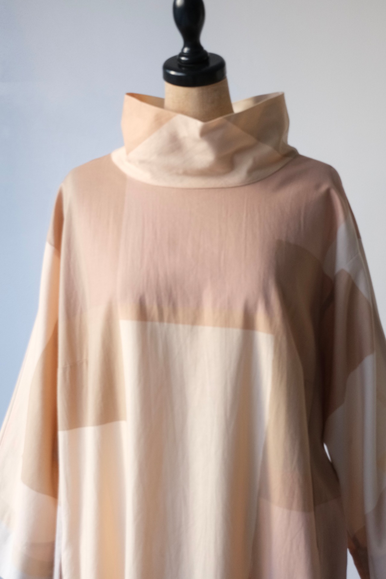 Marimekko beige block pattern high neck dress