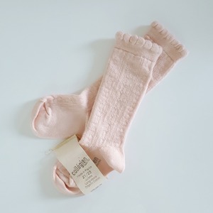 Collegien - Juliette Pointelle Organic Cotton Knee-high Socks /Sorbet