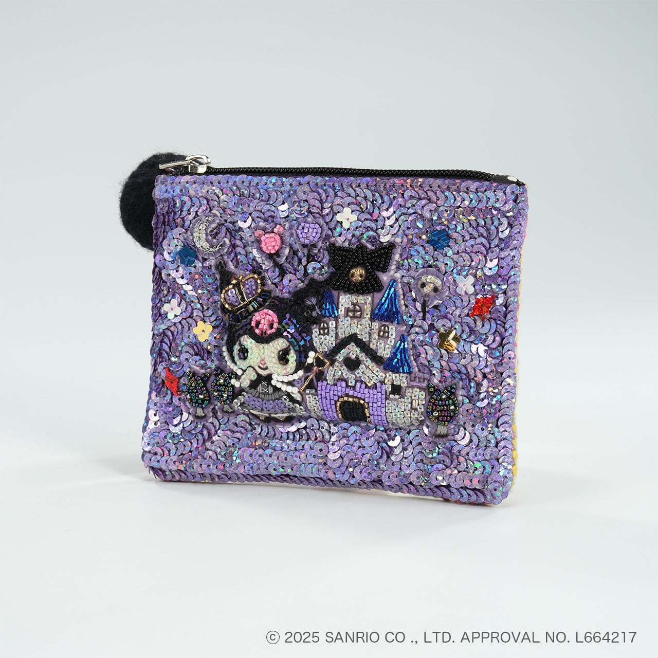 スパンコール刺繍ポーチ Kuromi | tamaobazaaar