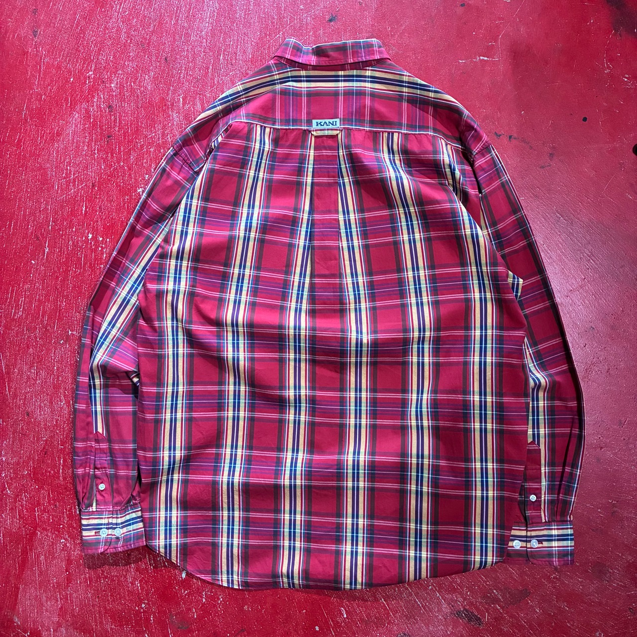 90s〜00s KARL KANI JEANS チェックシャツ　長袖シャツ　赤