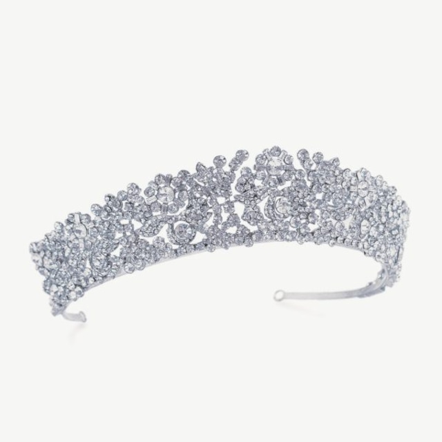 【レンタル】Ivory & Co. アイボリー・アンド・コー Queen Anne クィーン アン ブライダルティアラ クリスタル シルバー 結婚式 アクセサリー (IC-T28-R)