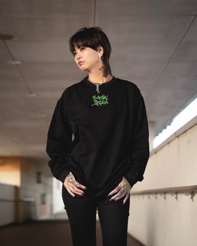 SG Letter embroidery Heavy L/S T-shirt 10.6oz（Black）