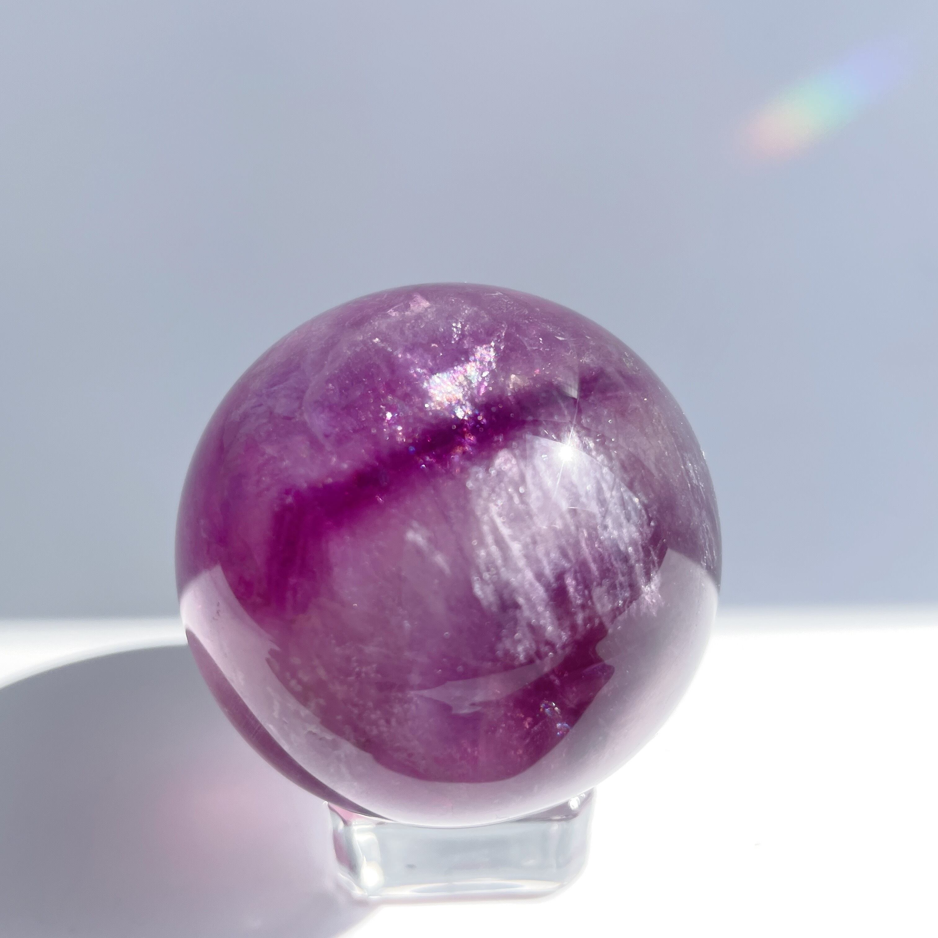 ピンクフローライトスフィア 丸玉 天然石 レン様 高品質 ピンク