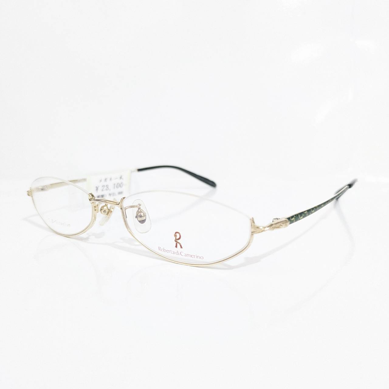 【Roberta di Camerino】オーバル逆ナイロールフレーム ゴールド