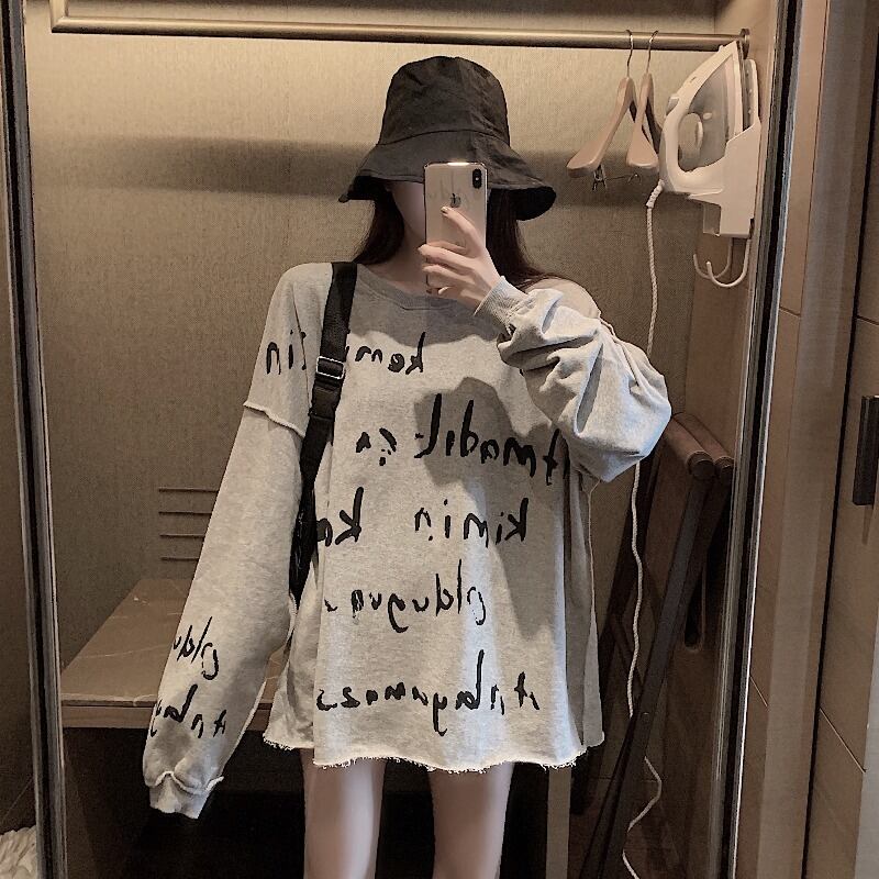 オータムラウンドネックプルオーバー セーター レディースルーズスタイルトップス ロング 秋物 Oネック ドラファッションホール34753767887