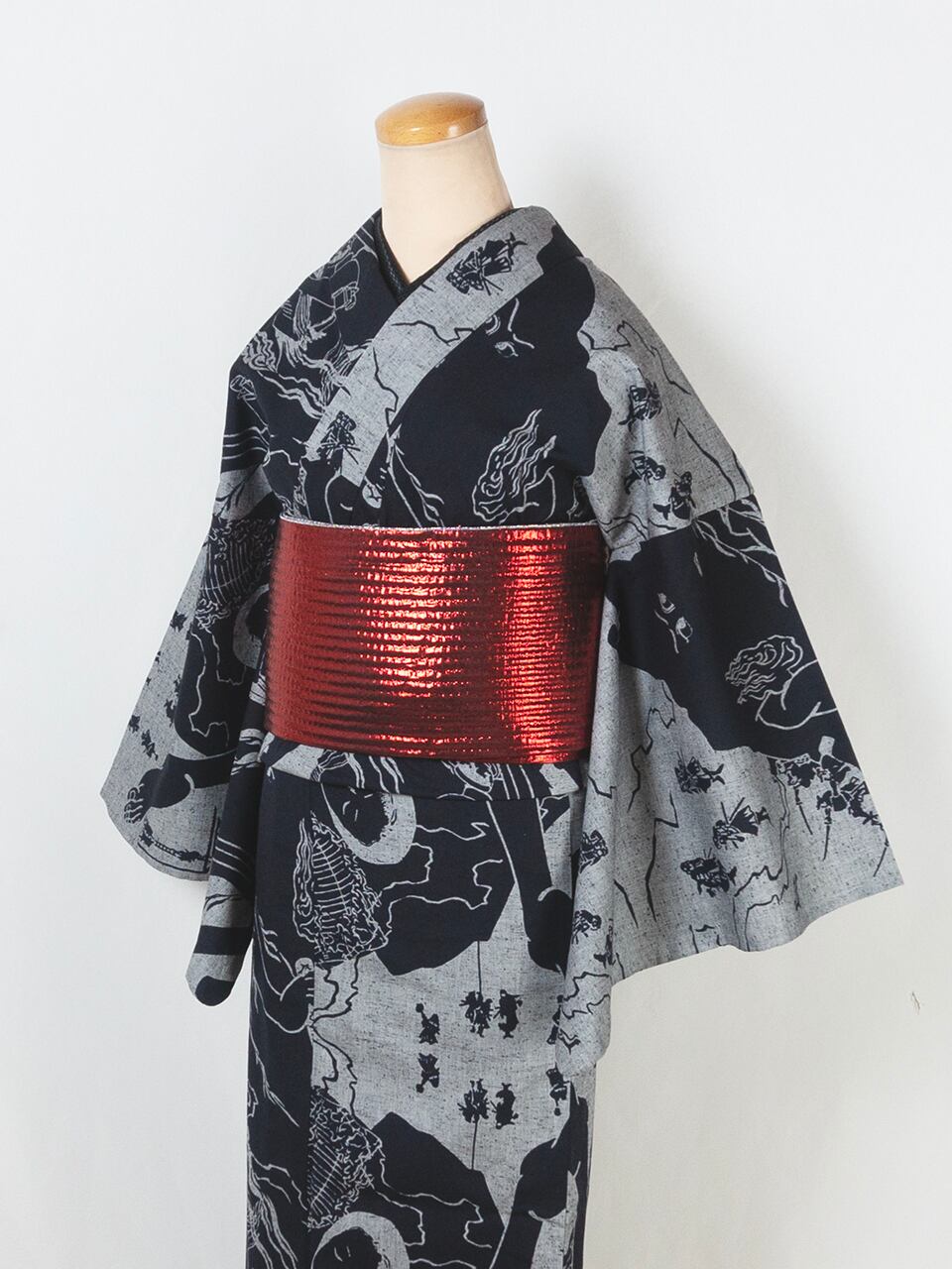 RumiRock 反物 ゆかた「四谷怪談」グレー地に黒 [A963] | Rumi Rock Store