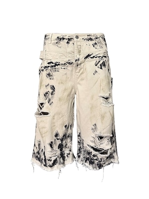【TH4SWE】Scorch Triple Waist Distressed Cropped Denim Shorts