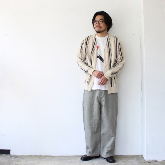 Orgueil 綿麻ストライプニットカーディガン Stripe knit cardigan / OR